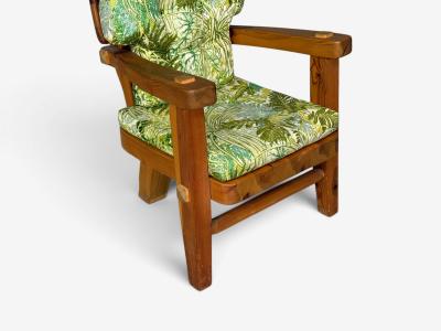 Stig Sandqvist Brutalist Lounge Chairs Pine Green Fabric Sweden 1960s