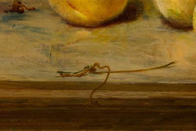 Still Life Painting of Peaches Pears Grapes and Melon in a Giltwood Frame