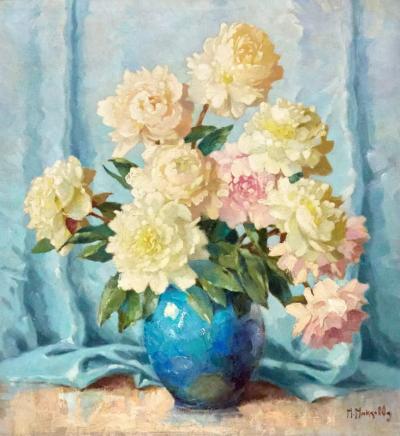 Still Life With Peonies Maximilian Maksolly Estonia 1930s