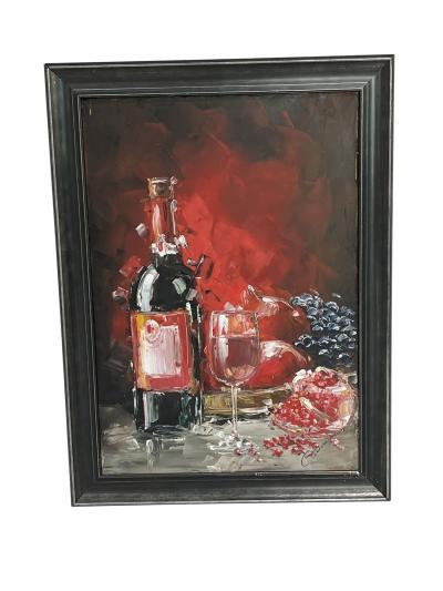 Still Life with Wine and Pomegranates Painting
