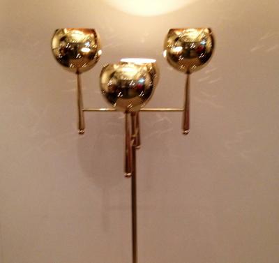 Stilnovo Style Solid Brass Pierced Shade 1950s Standing Lamp