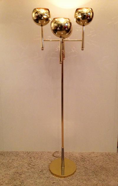 Stilnovo Style Solid Brass Pierced Shade 1950s Standing Lamp