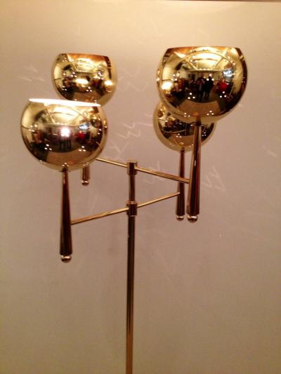 Stilnovo Style Solid Brass Pierced Shade 1950s Standing Lamp