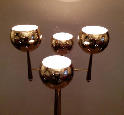 Stilnovo Style Solid Brass Pierced Shade 1950s Standing Lamp