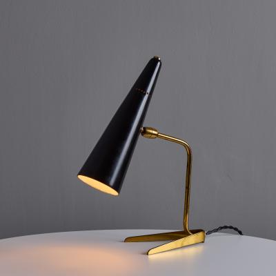 Stilux Milano 1950s Stilux Milano Black and Brass Conical Table Lamp