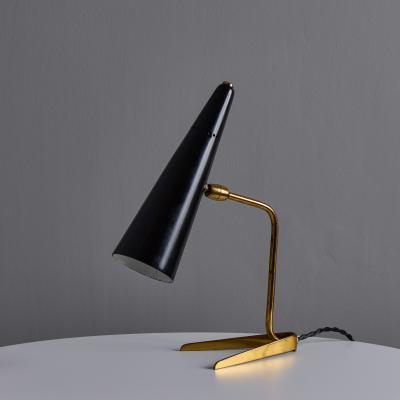 Stilux Milano 1950s Stilux Milano Black and Brass Conical Table Lamp