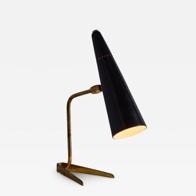 Stilux Milano 1950s Stilux Milano Black and Brass Conical Table Lamp
