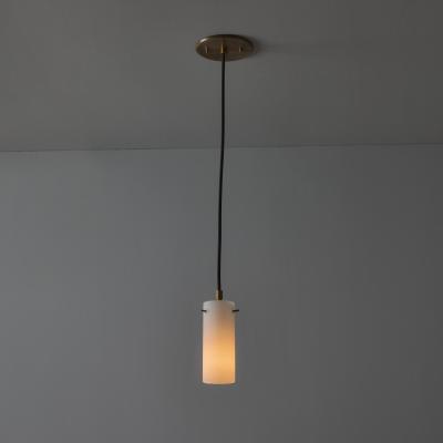 Stilux Milano 1950s Stilux Milano Opaline Glass Brass Pendant