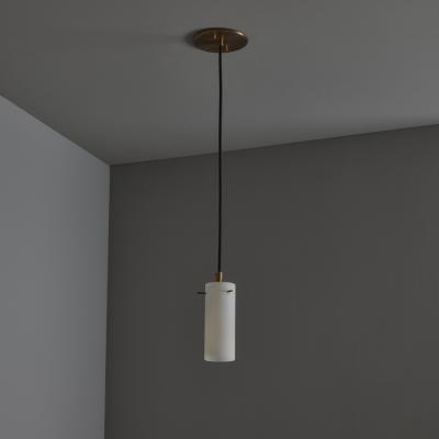 Stilux Milano 1950s Stilux Milano Opaline Glass Brass Pendant