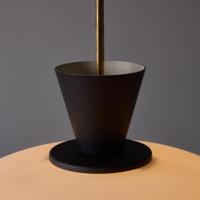 Stilux Milano 1950s Stilux Milano Opaline Glass Perforated Painted Metal Pendant