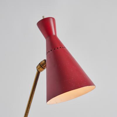 Stilux Milano 1950s Stilux Milano Red Metal Wood Table Lamp