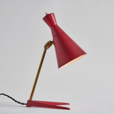 Stilux Milano 1950s Stilux Milano Red Metal Wood Table Lamp