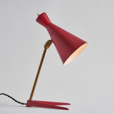 Stilux Milano 1950s Stilux Milano Red Metal Wood Table Lamp