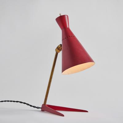 Stilux Milano 1950s Stilux Milano Red Metal Wood Table Lamp
