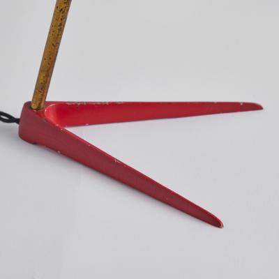 Stilux Milano 1950s Stilux Milano Red Metal Wood Table Lamp