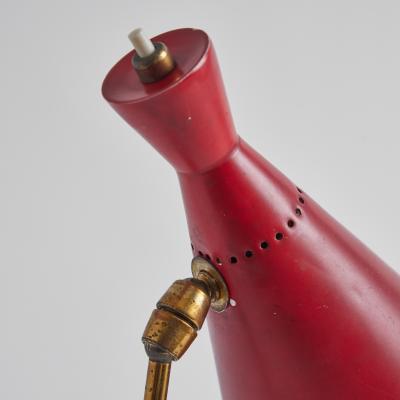 Stilux Milano 1950s Stilux Milano Red Metal Wood Table Lamp