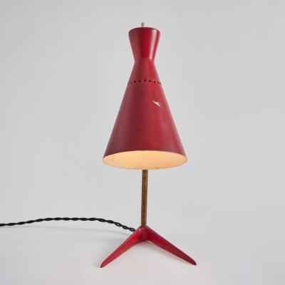 Stilux Milano 1950s Stilux Milano Red Metal Wood Table Lamp