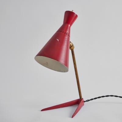 Stilux Milano 1950s Stilux Milano Red Metal Wood Table Lamp