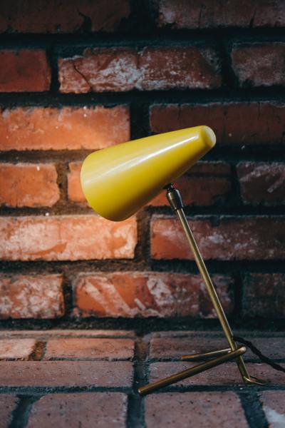 Stilux Milano 1950s Stilux Milano Yellow Conical Table Lamp