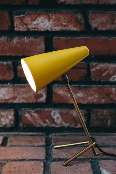 Stilux Milano 1950s Stilux Milano Yellow Conical Table Lamp