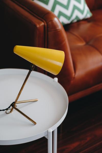 Stilux Milano 1950s Stilux Milano Yellow Conical Table Lamp