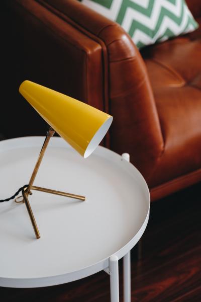 Stilux Milano 1950s Stilux Milano Yellow Conical Table Lamp