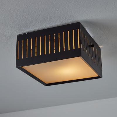 Stilux Milano 1950s Stilux Perforated Metal Glass Ceiling Lamp In The Manner of Bruno Gatta