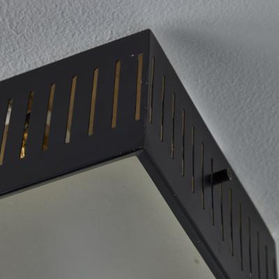 Stilux Milano 1950s Stilux Perforated Metal Glass Ceiling Lamp In The Manner of Bruno Gatta