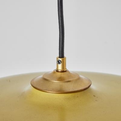 Stilux Milano 1960s Stilux Milano Yellow Painted Metal Opaline Globe Glass Pendant Lamp
