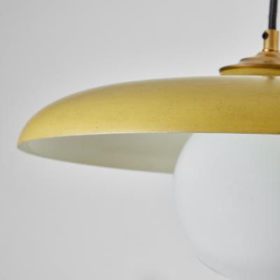 Stilux Milano 1960s Stilux Milano Yellow Painted Metal Opaline Globe Glass Pendant Lamp