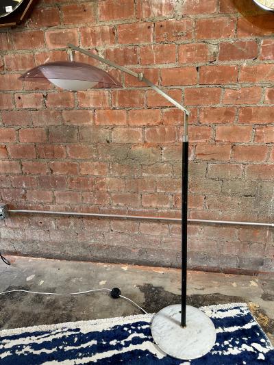 Stilux Milano Italian Modernist Brass and Acrylic Adjustable Floor Lamp by Stilux