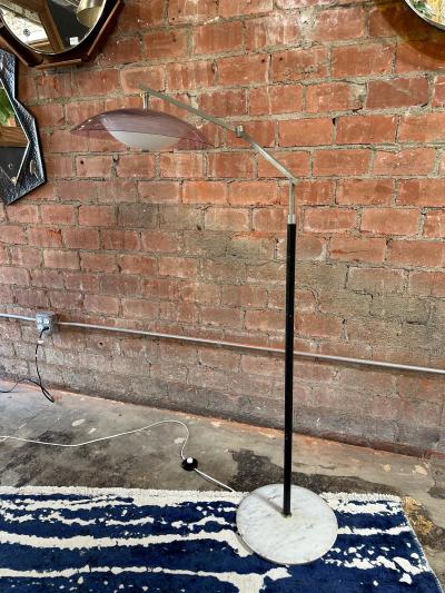 Stilux Milano Italian Modernist Brass and Acrylic Adjustable Floor Lamp by Stilux
