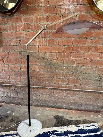 Stilux Milano Italian Modernist Brass and Acrylic Adjustable Floor Lamp by Stilux