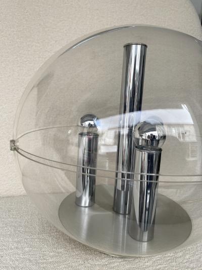 Stilux Milano Large Space Age Lucite and Metal Ball Lamp Italy 1970s