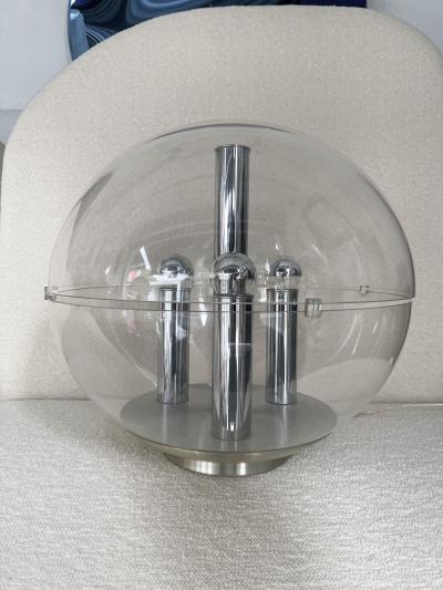 Stilux Milano Large Space Age Lucite and Metal Ball Lamp Italy 1970s