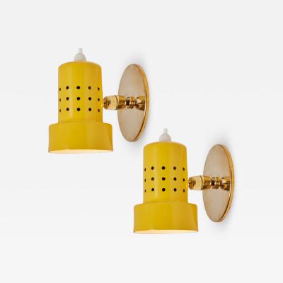 Stilux Milano Pair of 1960s Stilux Milano Perforated Yellow Articulating Sconces