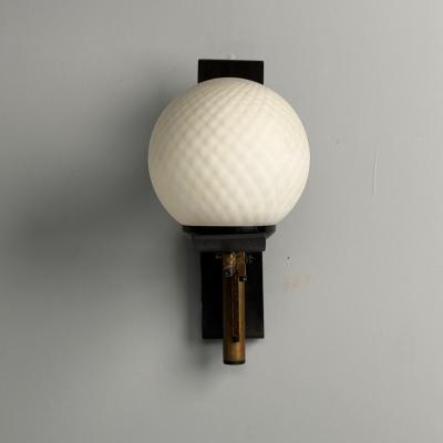 Stilux Milano Stilux Attr Italian Mid Century Modern Dome Wall Sconce Brass Iron Glass