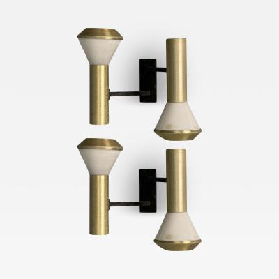 Stilux Milano Stilux Italian Mid Century Modern Wall Sconces Brass Aluminum Italy 1960s