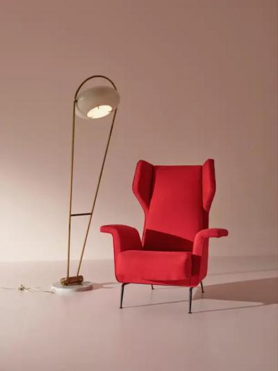 Stilux Milano Stilux Swivel and Pivoting Floor Lamp Made of Brass and Marble Italy 1950s