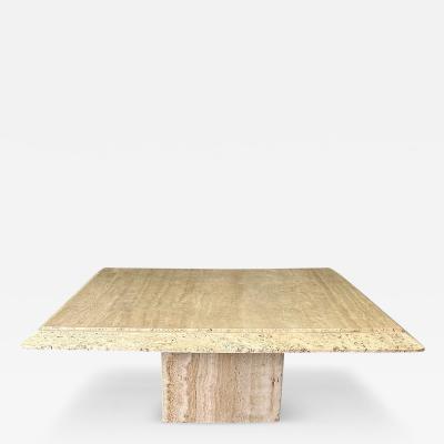 Stone International 1970s Square Travertine Coffee Table with Beautiful Unhoned Edge Mid Century