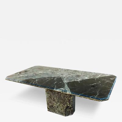 Stone International Large Rectangular Rosso Levanto Marble Dining Table Black Green Red