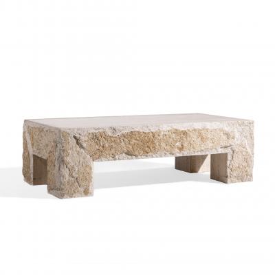 Stone International Stone International Mid Century Travertine Coffee Table