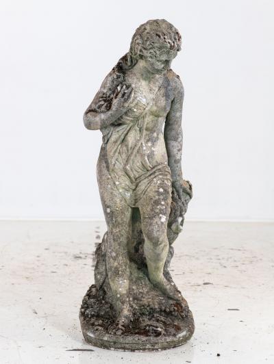 Stone Weathered Garden Statue of Maiden or Goddess England Mid 20th C