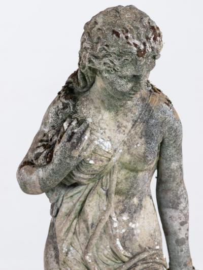 Stone Weathered Garden Statue of Maiden or Goddess England Mid 20th C