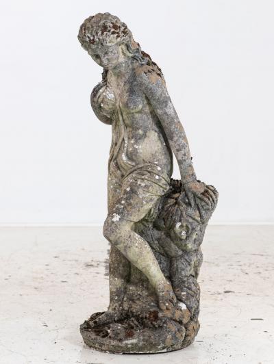 Stone Weathered Garden Statue of Maiden or Goddess England Mid 20th C