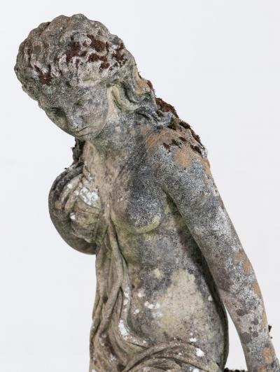 Stone Weathered Garden Statue of Maiden or Goddess England Mid 20th C