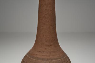 Stoneware Floor Lamp with Abstract Relief Pattern Scandinavia Mid 20th Century