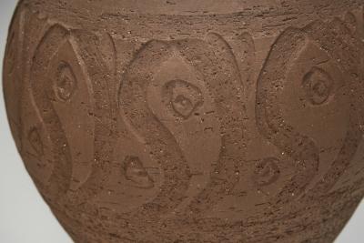 Stoneware Floor Lamp with Abstract Relief Pattern Scandinavia Mid 20th Century