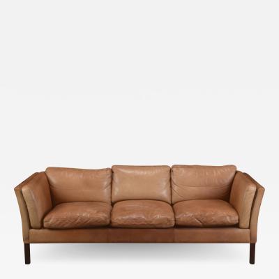 Stouby Furniture A S Mid Century Danish 3 seat Cognac Leather Sofa