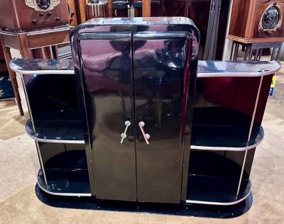 Streamline Art Deco Bar Cabinet Metal Chrome